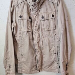 Outpost Makers Zip Cargo Work Jacket Tan Size Medium